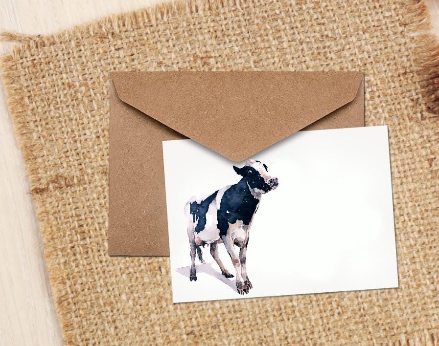 Whimsical Cow Greeting Card | Country Animal Gift | Edswatercolours