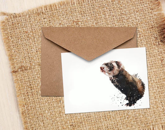 Ferret II Greeting Card | Wildlife Gift | Edswatercolours