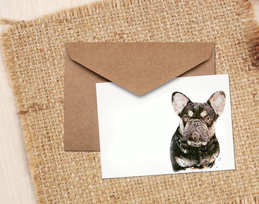 French Bulldog V Greeting Card | Dog Lover Gift | Edswatercolours