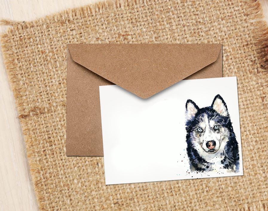 Husky Greeting Card | Dog Lover Gift | Edswatercolours