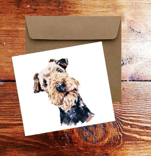 Airedale Terrier Greeting Card | Dog Lover Gift | Edswatercolours