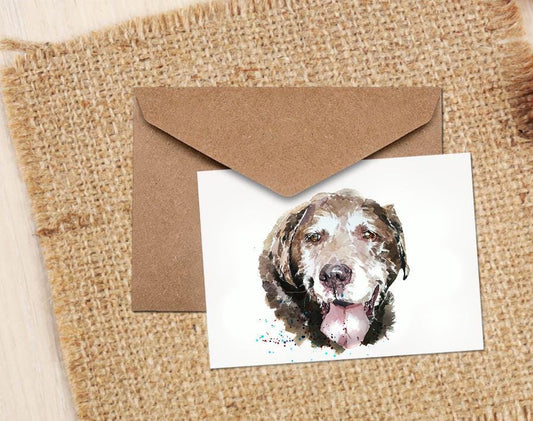 Senior Chocolate Labrador Greeting Card | Dog Lover Gift | Edswatercolours
