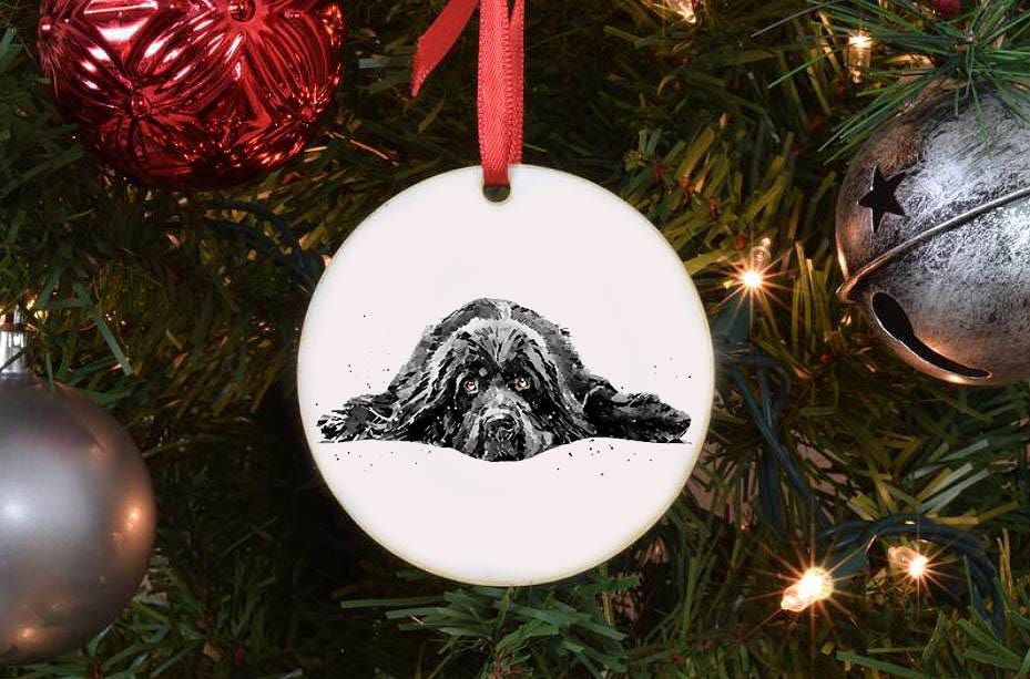 Newfoundland Dog Christmas Ornament | Dog Lover Gift | Edswatercolours