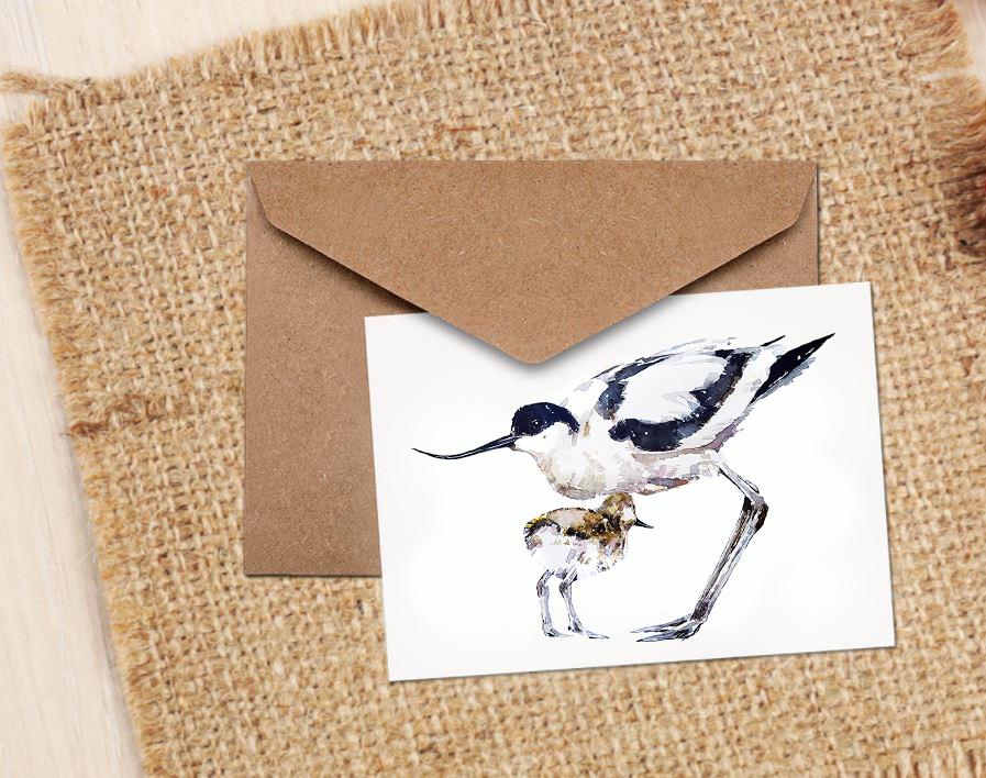 Avocet Greeting Card | Wildlife Gift | Edswatercolours
