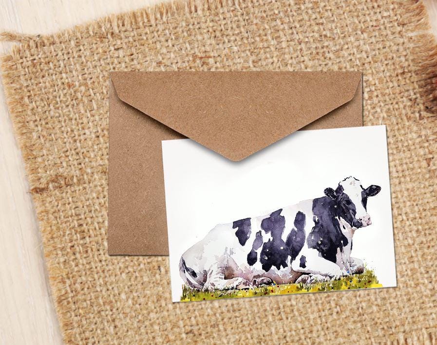 Cow Greeting Card | Country Lover Gift | Edswatercolours