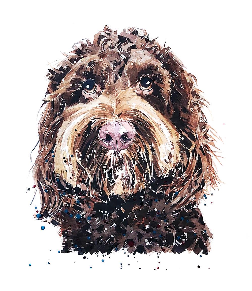 Cockapoo Dog Art Print – Framed Mini Watercolour 17×12cm | Cute Cockapoo Wall Art Gift