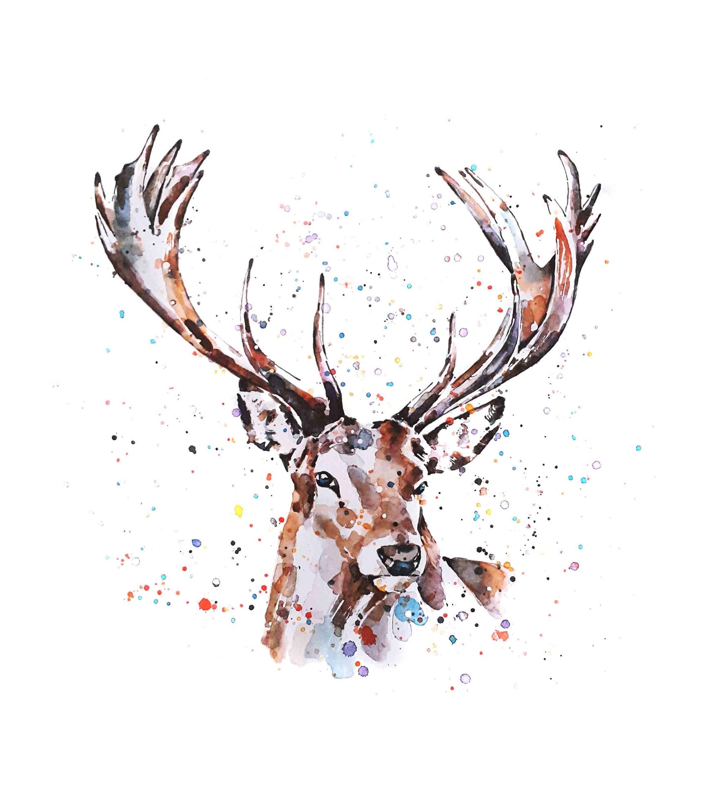 Stag Mini Art Print 17x12cm – Framed White Rustic Frame – Quiet Strength of the Wild