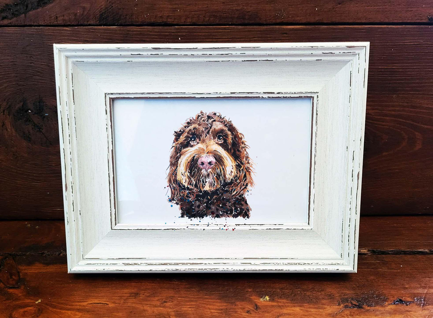 Cockapoo Dog Art Print – Framed Mini Watercolour 17×12cm | Cute Cockapoo Wall Art Gift