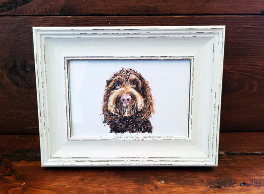 Cockapoo Dog Art Print – Framed Mini Watercolour 17×12cm | Cute Cockapoo Wall Art Gift