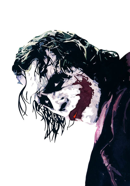 The Joker Mini Art Print 17x12cm – Framed White Rustic Frame – Chaotic, Iconic, Unforgettable