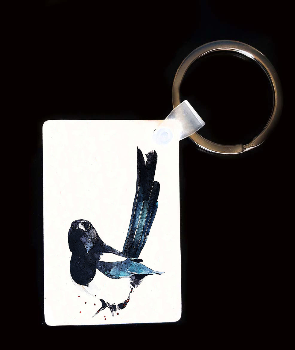 Magpie II Keyring | Bird Gift | EdsWatercolours