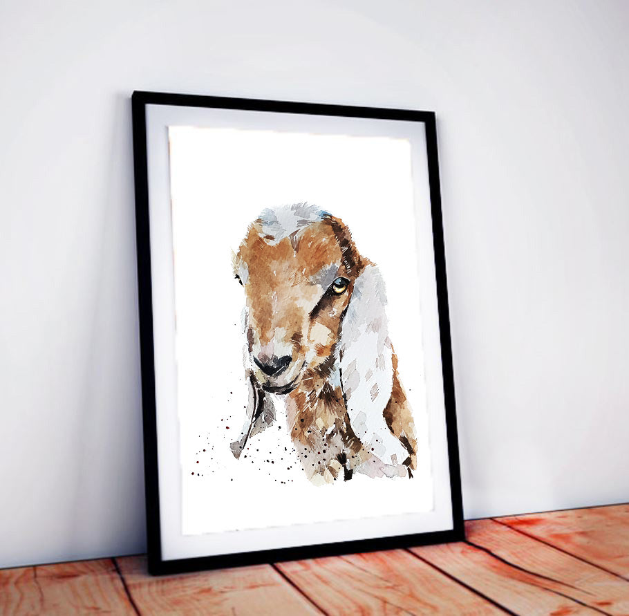 Nubian Goat | Goat Lover Art Print | Edswatercolours