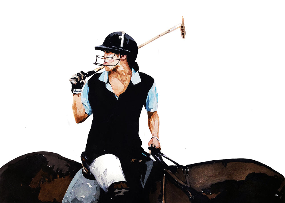 Polo Player IV | Original Watercolour | Horse Lover Gift | Edswatercolours