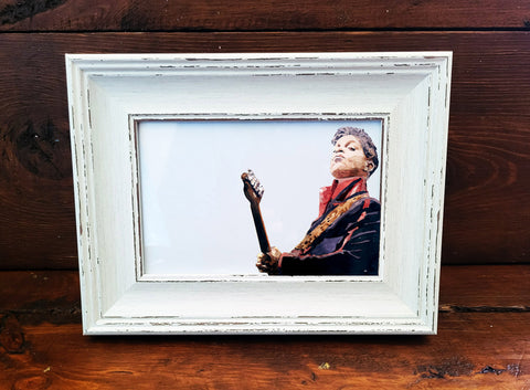 Prince Mini Art Print – 17x12cm of White Rustic Framed Purple Power.Mini Prince Desk Art