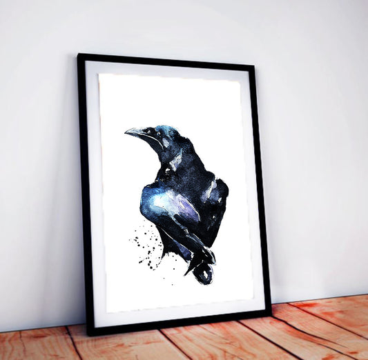 Raven Watercolour Art Print | Bird Lover Gift | Edswatercolours