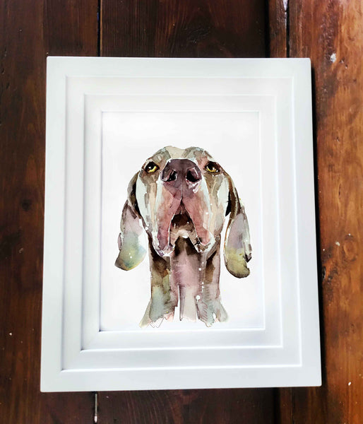 Original Mini “Weimaraner Head Study” Watercolour – 18x12cm Framed Dog Portrait by Edswatercolours