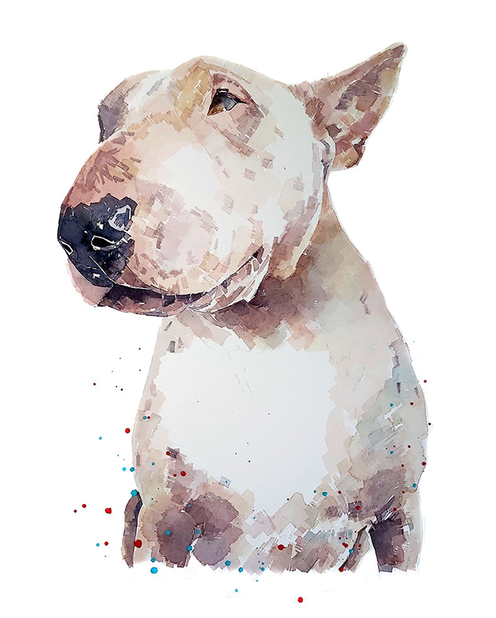 Bull Terrier White | Dog Art Print | Edswatercolours