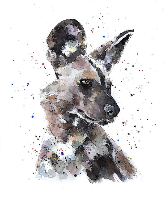 African Wild Dog | Art Print | Edswatercolours