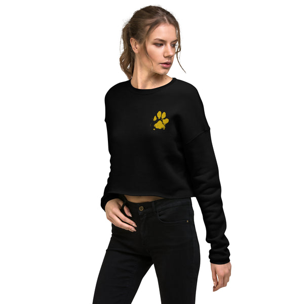 Dog Paw embroidered Women - Bella + Canvas 7503 Women's Fleece Crop Sweatshirt
