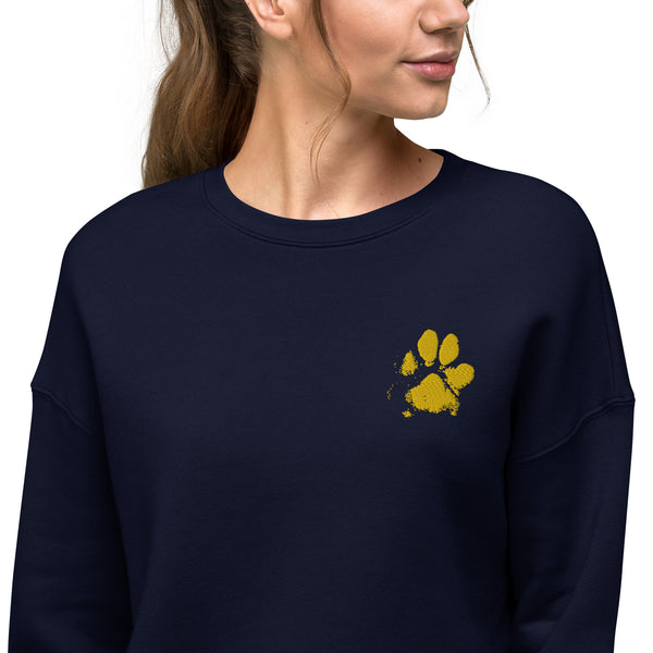 Dog Paw embroidered Women - Bella + Canvas 7503 Women's Fleece Crop Sweatshirt