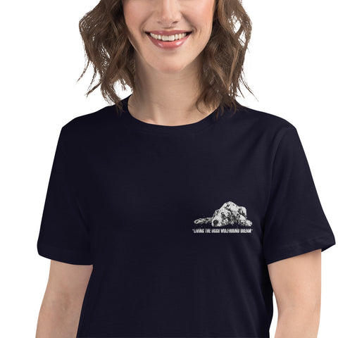 Living the Irish Wolfhound Dream; Embroidered Women's Relaxed T-Shirt Bella + Canvas 6400
