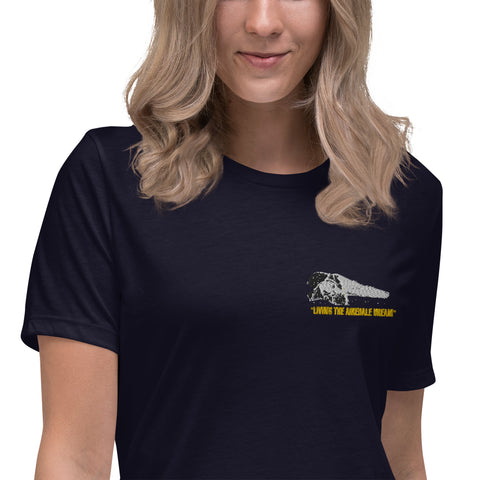Living the Airedale Terrier Dream: Embroidered  Women's Relaxed T-Shirt.