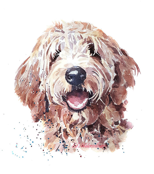 Goldendoodle 2." Print Watercolour.Goldendoodle art,Goldendoodle print,Goldendoodle watercolour art,Goldendoodle wall art,Goldendoodle decor