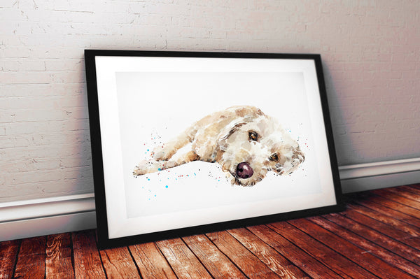 Labradoodle Reclined ." Print Watercolour. Labradoodle watercolor,Labradoodle art print, Labradoodle wall hanging,Labradoodle print.