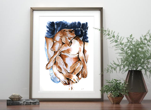 "Vizsla: A Mother's Love" - Watercolour Print