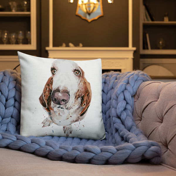 Basset Hound Premium Pillow, Basset Hound Cushion