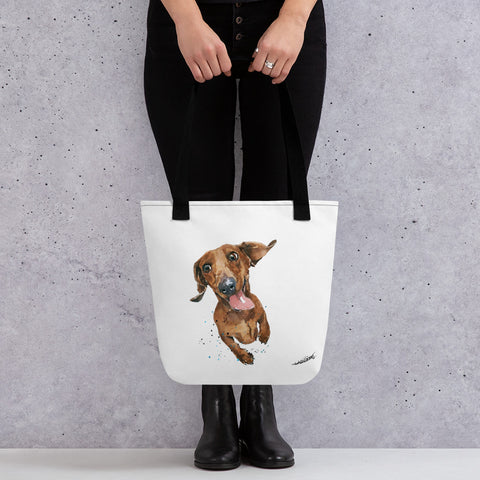 Dachshund Tote bag - Doxie art tote bag, Red Dachshund Tote bag