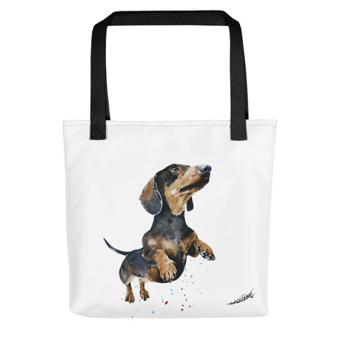 Black and Tan Dachshund Tote bag- Dachshund art Tote bag