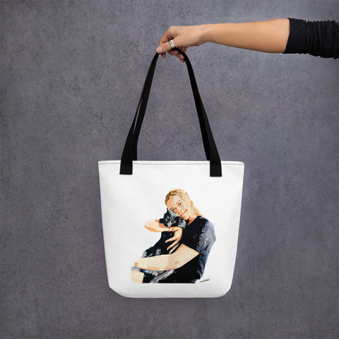 Girl with Cat Tote bag
