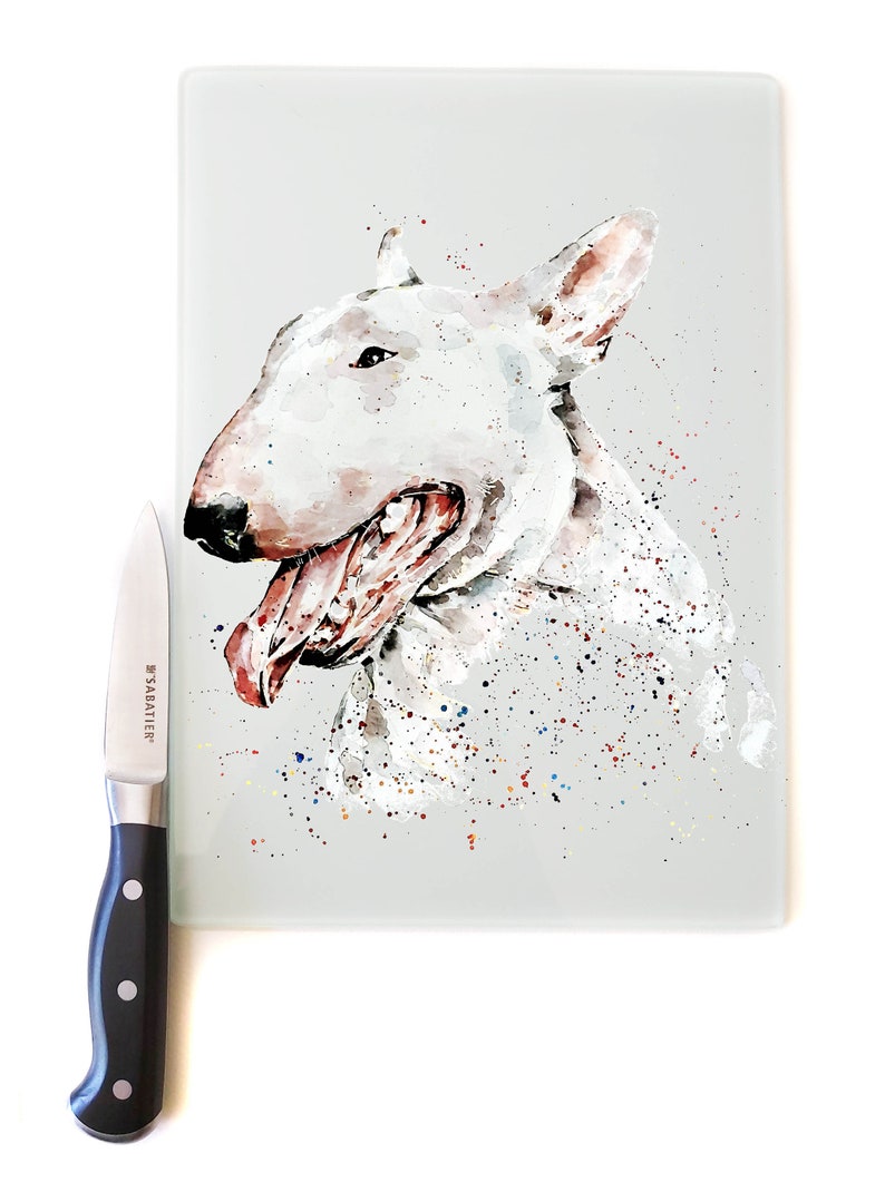 English Bull Terrier Toughened Glass Chopping -Smooth finish- English Bull Terrier Chopping board,English Bull Terrier Work Top Saver