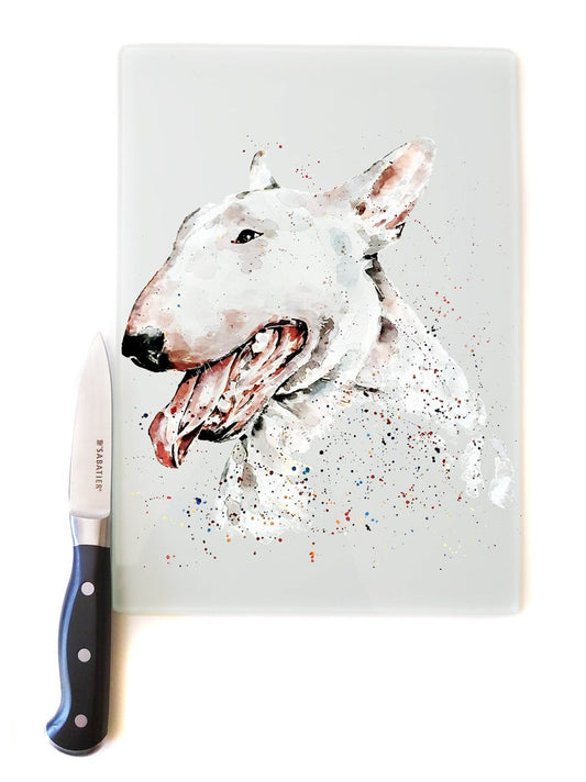 English Bull Terrier Toughened Glass Chopping -Smooth finish- English Bull Terrier Chopping board,English Bull Terrier Work Top Saver