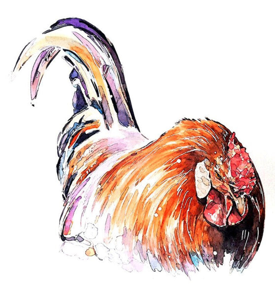 Stink Eye - Watercolour Print.Chicken art, Chicken print, Chicken Wall décor, Chicken Watercolour Print