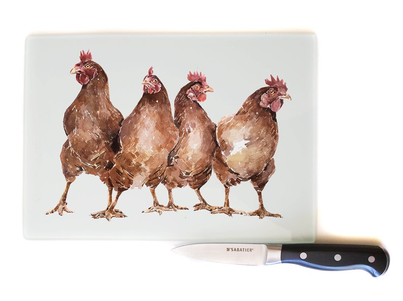 Chickens Toughened Glass Chopping Smooth finish - Chickens Chopping board,Chickens Work Top Saver,Chickens cutting board