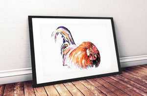 Stink Eye - Watercolour Print.Chicken art, Chicken print, Chicken Wall décor, Chicken Watercolour Print