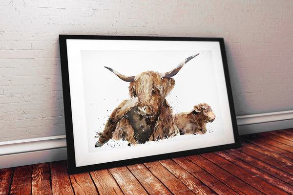 Highland Cattle - Original Watercolour 50*40cm (20*16 Inches). Highland cow, Highland cow watercolour, Highland cows painting