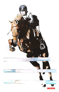 High Flyer Equestrian " Print Watercolour,show jumping, horse rider, equestrian,equestrianism art,equestrian rider art,equestrian print