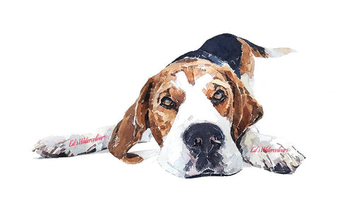 Beagle Dog- Play Time" Print Watercolour.Beagle art,Beagle print,Beagle watercolour,Beagle wall art,Beagle dog art,Beagle painting
