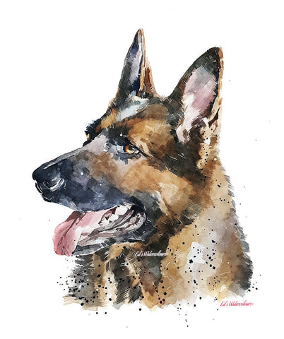 German Shepherd The Boss " Print Watercolour.GSD Art, GSD Watercolour, German shepherd art print, German Shepherd Watercolor art