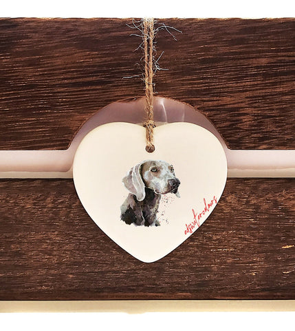 Weimaraner  The Boss ceramic heart -  Christmas ornament, Weimaraner decoration,Weimaraner ornament