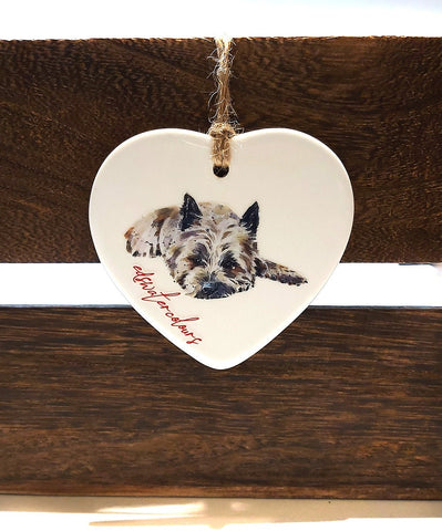 Cairn Terrier ceramic heart  - Christmas ornament, Cairn Terrier decoration, Cairn Terrier ornament,Cairn Terrier ceramic heart