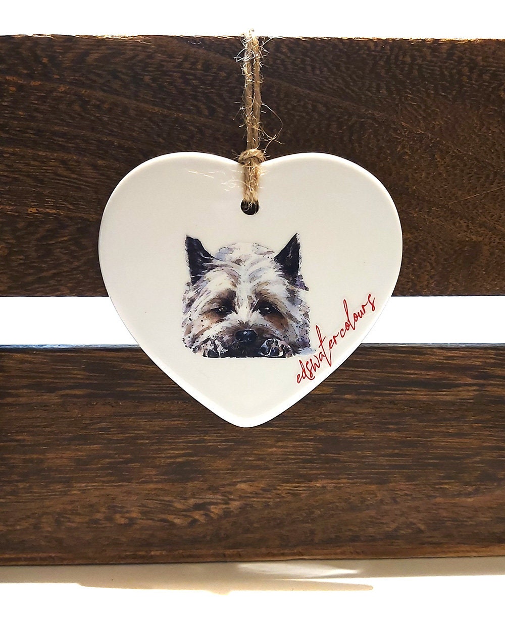 Cairn Terrier 2 ceramic heart  - Christmas ornament, Cairn Terrier decoration, Cairn Terrier ornament,Cairn Terrier ceramic heart