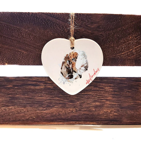 Boer Goat Kid Ceramic heart  - Christmas ornament, Goats decoration, Goats ornament,Goats ceramic heart