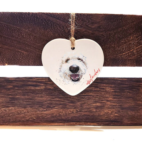 Goldendoodle - Goldendoodle ceramic heart ,Christmas ornament, Goldendoodle decoration, Goldendoodle ornament