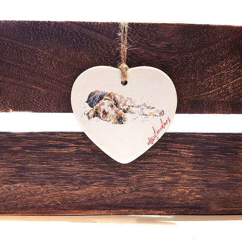 Airedale Passed Out Ceramic Heart - Christmas ornament, Airedale  decoration, Airedale  ornament,Airedale  ceramic heart