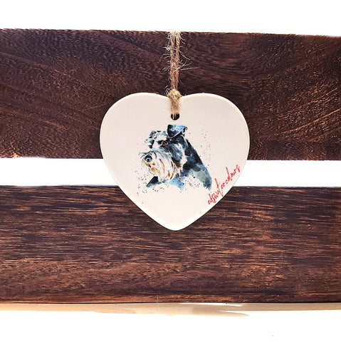 Schnauzer and Proud ceramic heart  - Christmas ornament, Schnauzer  decoration, Schnauzer ornament,Schnauzer ceramic heart