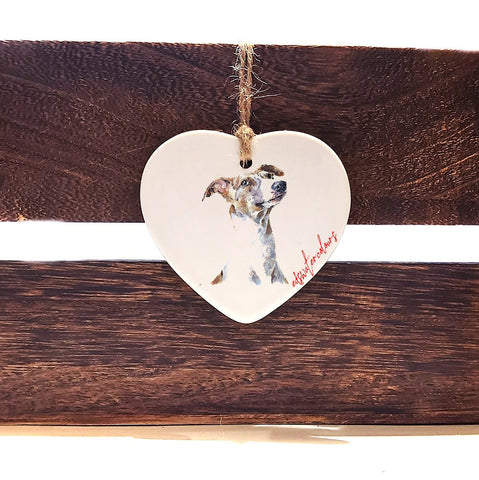 Sighthound Pomp ceramic heart - Christmas ornament, sighthound decoration,sighthound ornament,sighthound ceramic heart